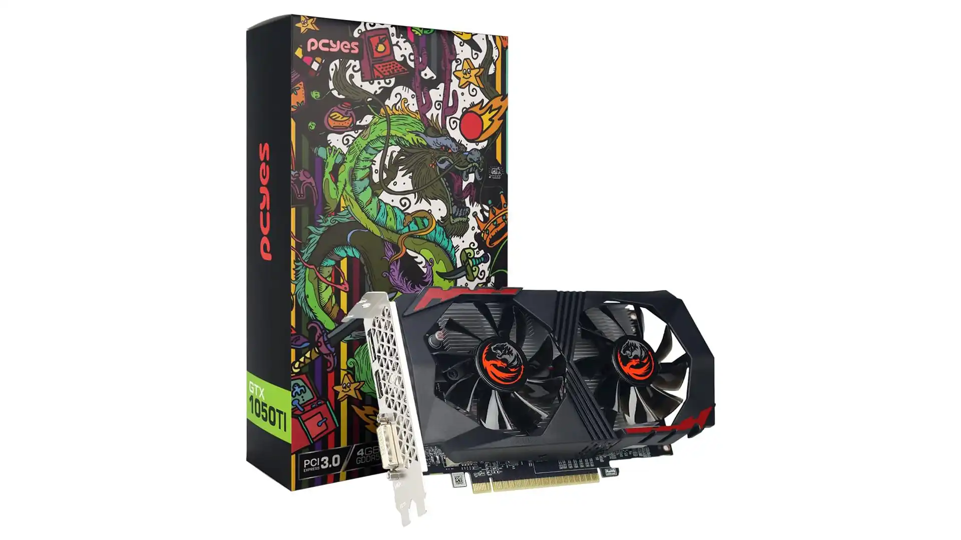 Placa de Vídeo NVIDIA GeForce GTX 1050 Ti 4GB GDDR5 Dual-Fan Graffiti Series PCYES